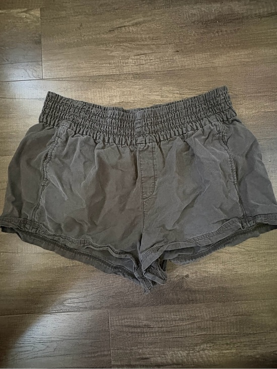 aerie Pants - Aerie Distressed Acid Wash Smocked Waist Shorts Charcoal Gray